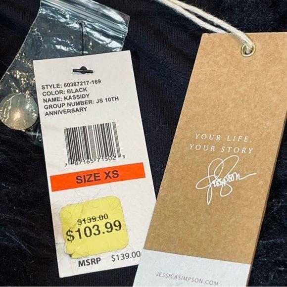 Jessica Simpson Kassidy Embellished Faux-Shearling Black Studded Jacket XS - Picture 8 of 15